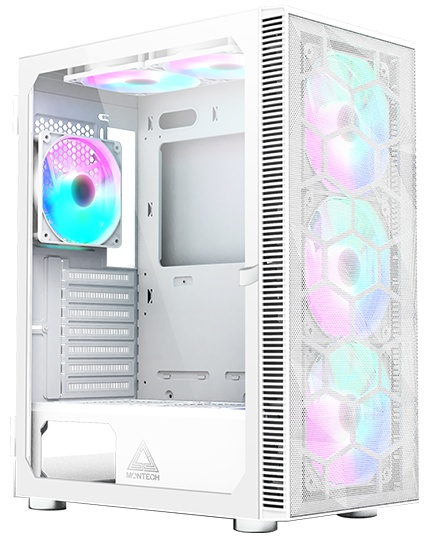 Компьютерный корпус Montech X3 Mesh белый без БП ATX 3x120мм 2xUSB2.0 1xUSB3.0 audio bott PSU