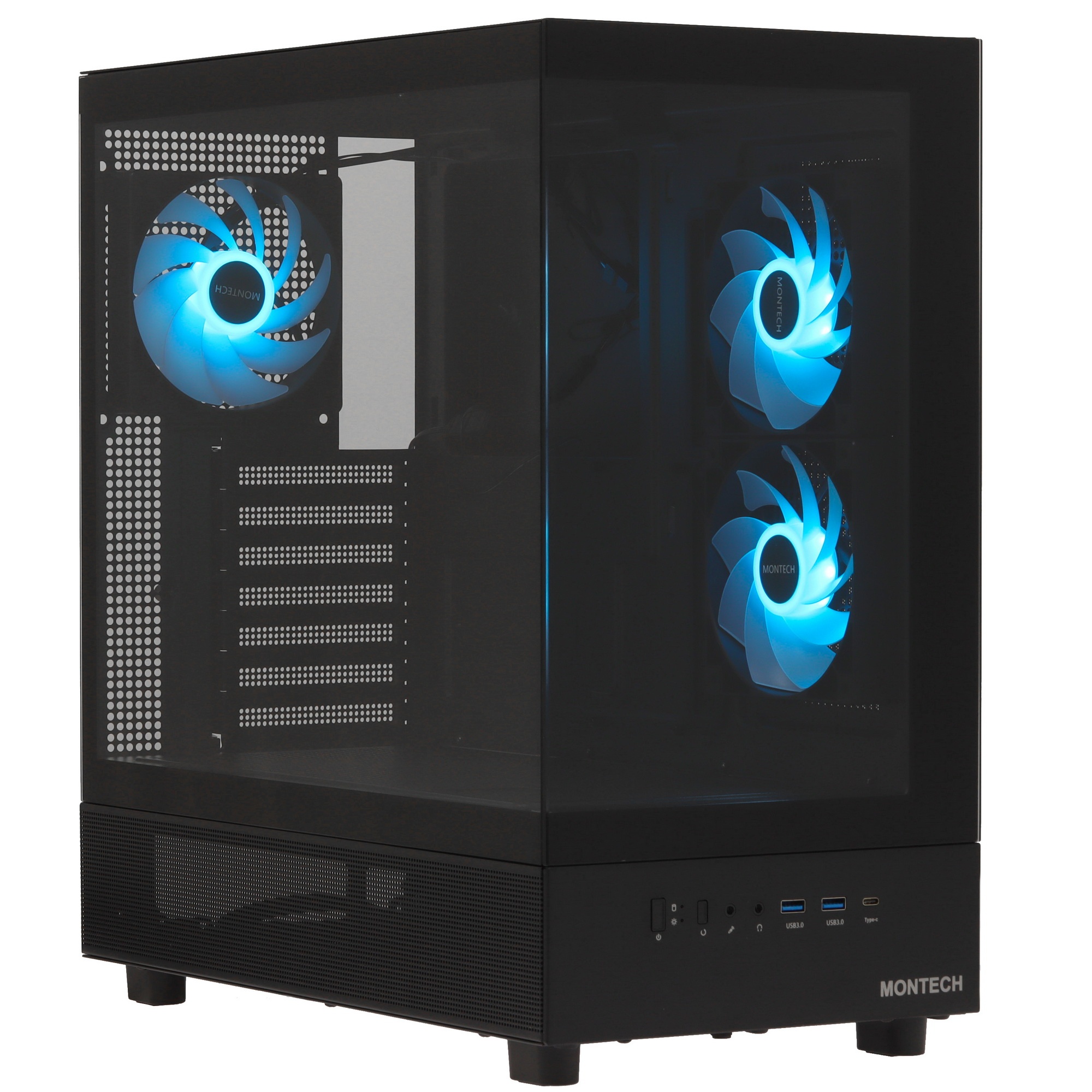 Компьютерный корпус Montech XR черный без БП ATX 3x120мм 2xUSB3.0 1xUSB3.1 audio bott PSU