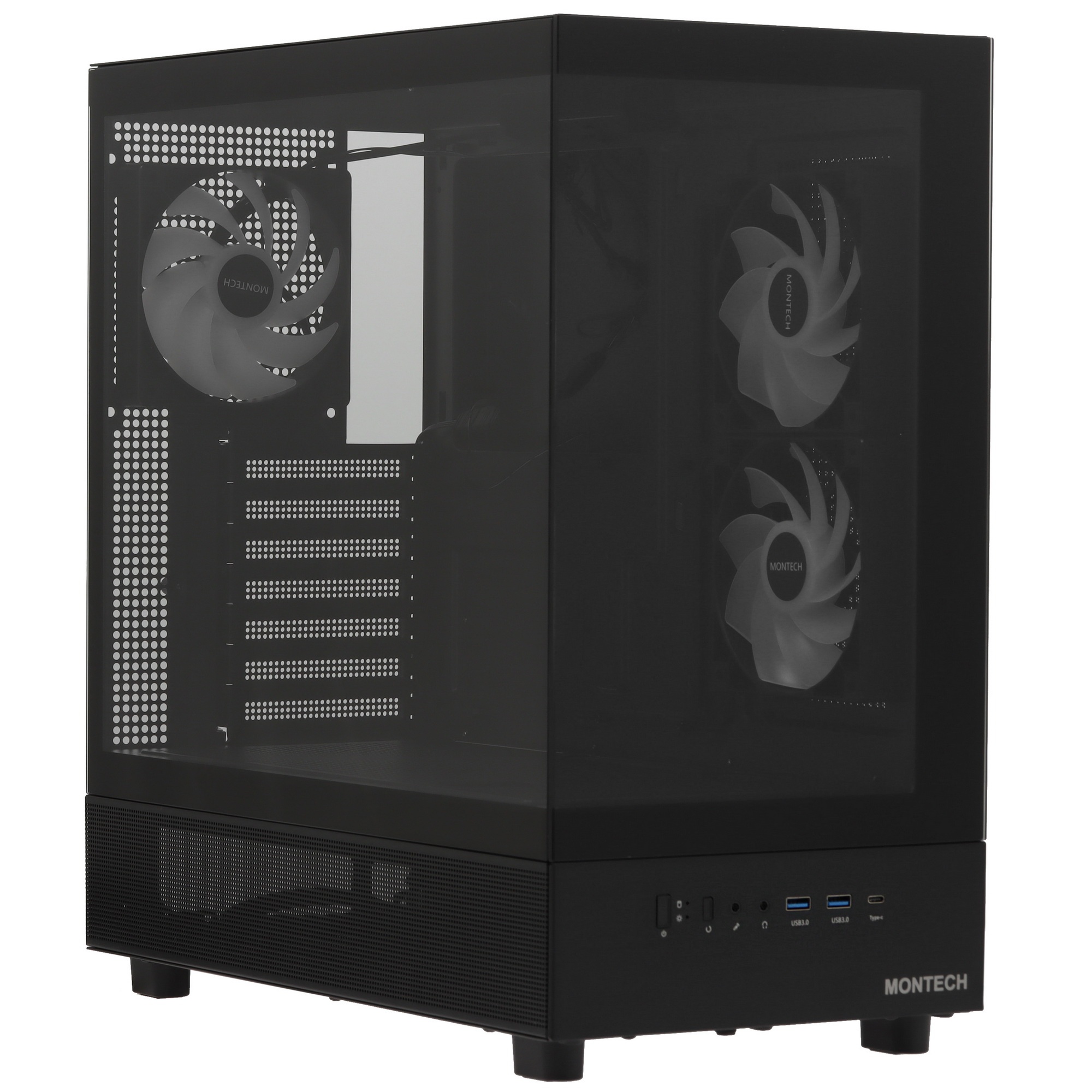 Компьютерный корпус Montech XR черный без БП ATX 3x120мм 2xUSB3.0 1xUSB3.1 audio bott PSU