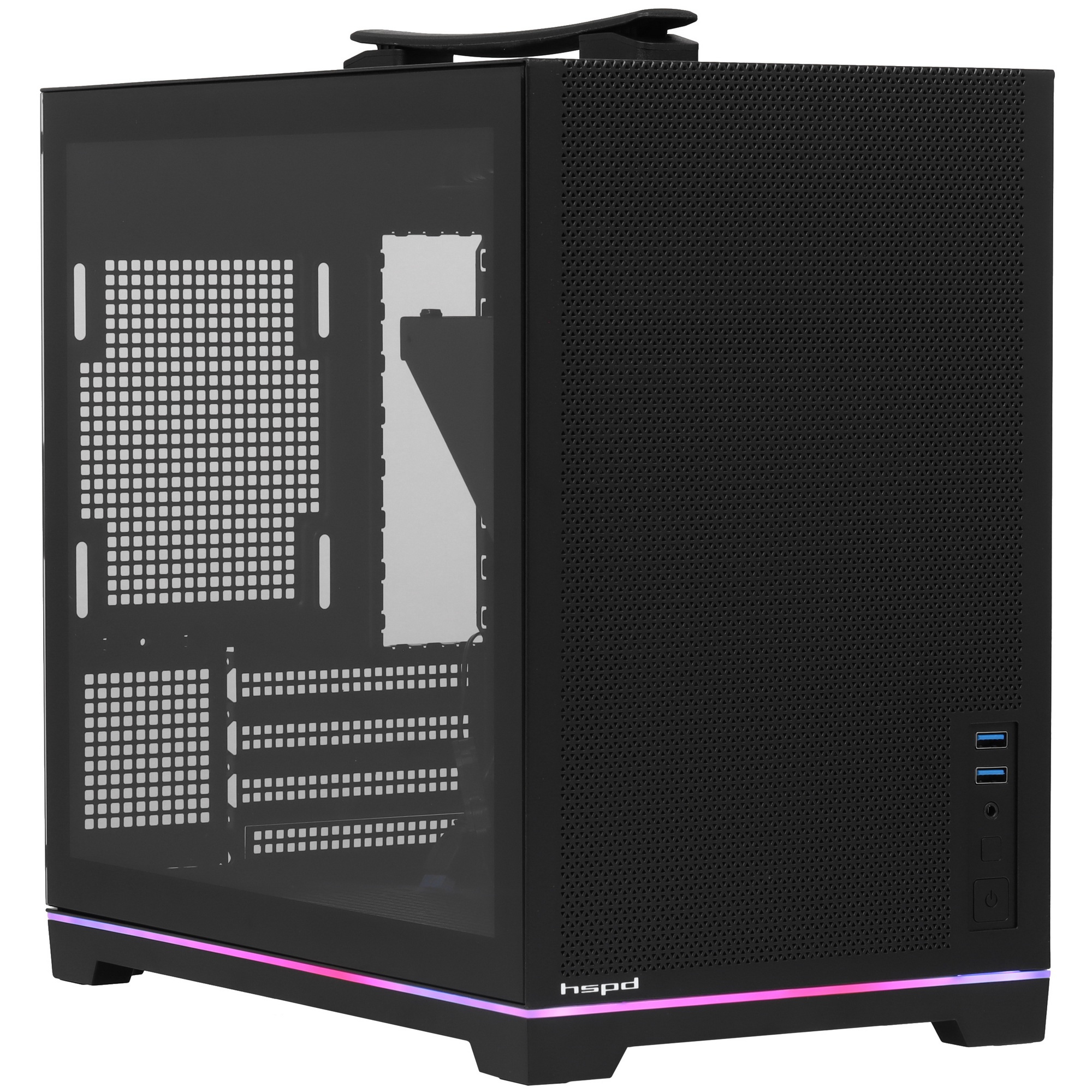Компьютерный корпус без блока питания Case HSPD M211, Mesh Mini-tower, Black, TG, 0.7 SPCC, no fans,