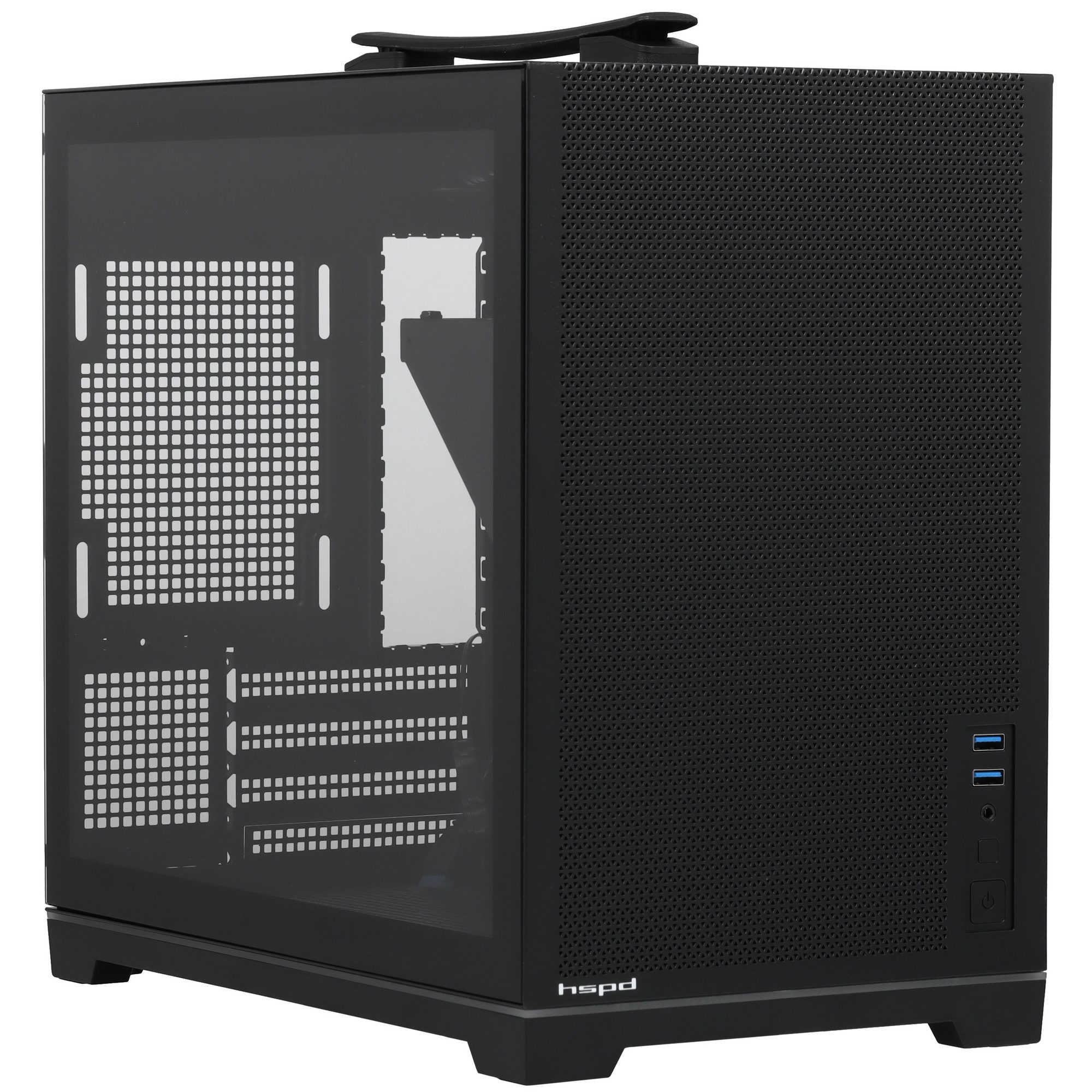 Компьютерный корпус без блока питания Case HSPD M211, Mesh Mini-tower, Black, TG, 0.7 SPCC, no fans,