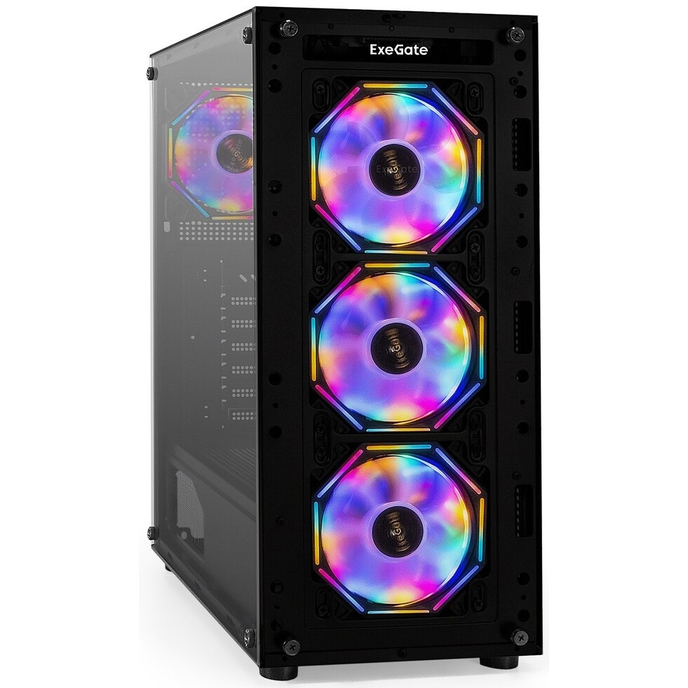 Компьютерный корпус Miditower ExeGate EVO-9211-600NPX (ATX, БП 600NPX с вент. 12см, с окном, 2*USB+1