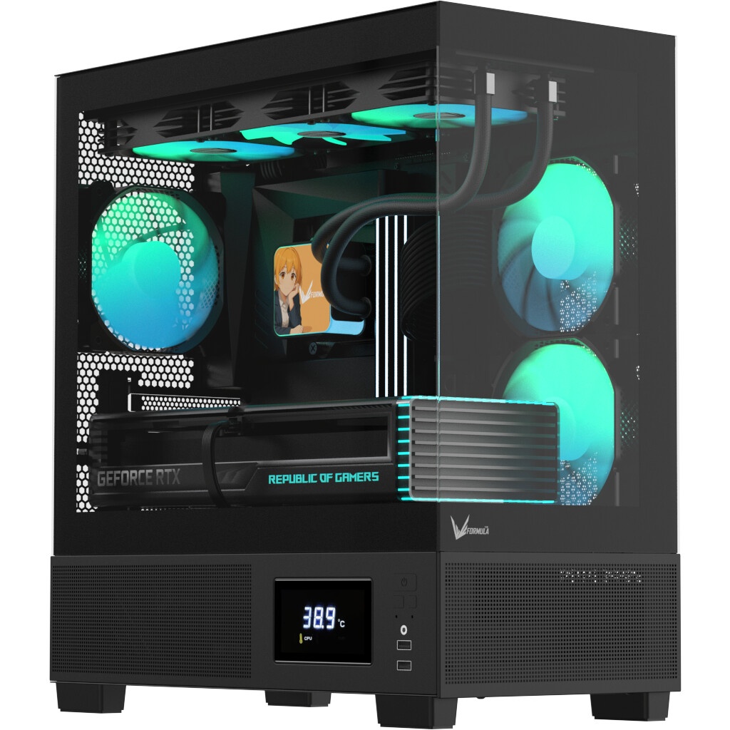 Компьютерный корпус AeroCool / Formula V Line Crystal E1M Black, MATX, USB3.0*2, Switch Display Pane