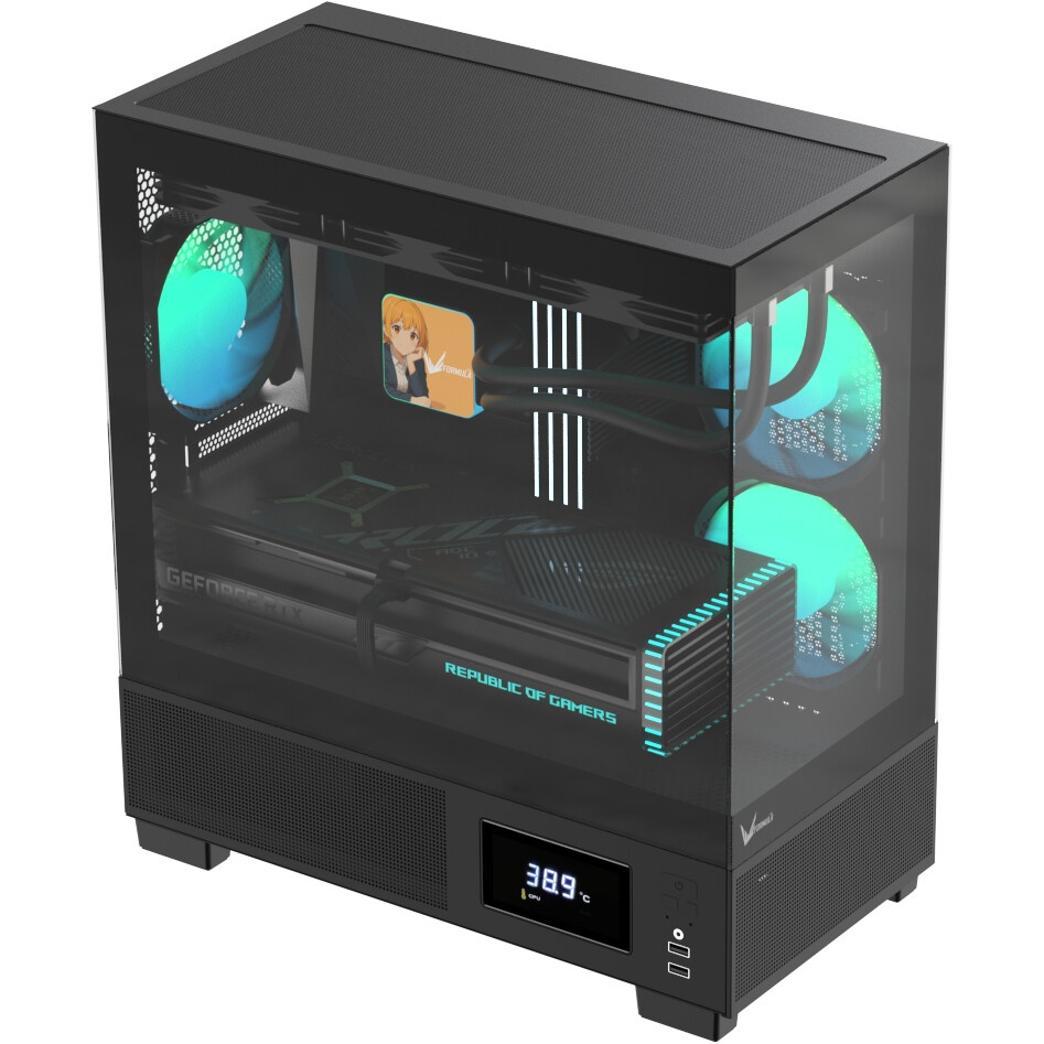 Компьютерный корпус AeroCool / Formula V Line Crystal E1M Black, MATX, USB3.0*2, Switch Display Pane