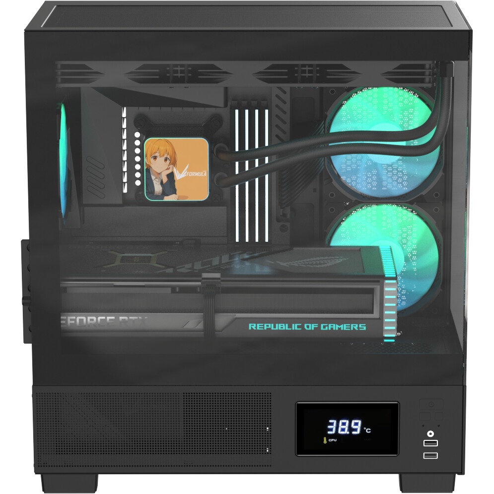 Компьютерный корпус AeroCool / Formula V Line Crystal E1M Black, MATX, USB3.0*2, Switch Display Pane