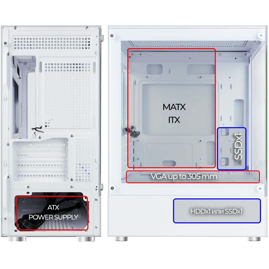 Компьютерный корпус AeroCool / Formula V Line Crystal E1M White, MATX, USB3.0*2, Switch Display Pane