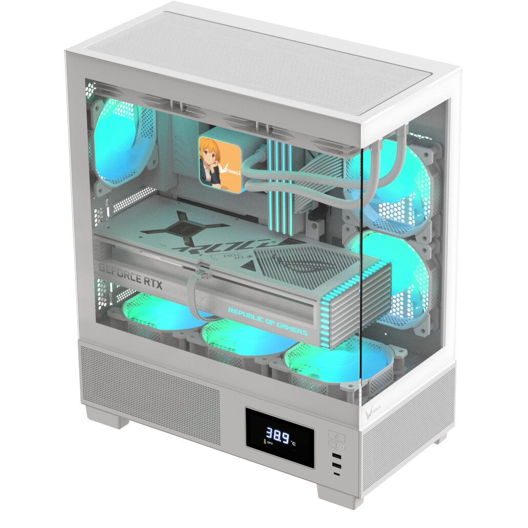 Компьютерный корпус AeroCool / Formula V Line Crystal E1 White, ATX, TYPE-C*1, USB3.0*2, Switch Disp