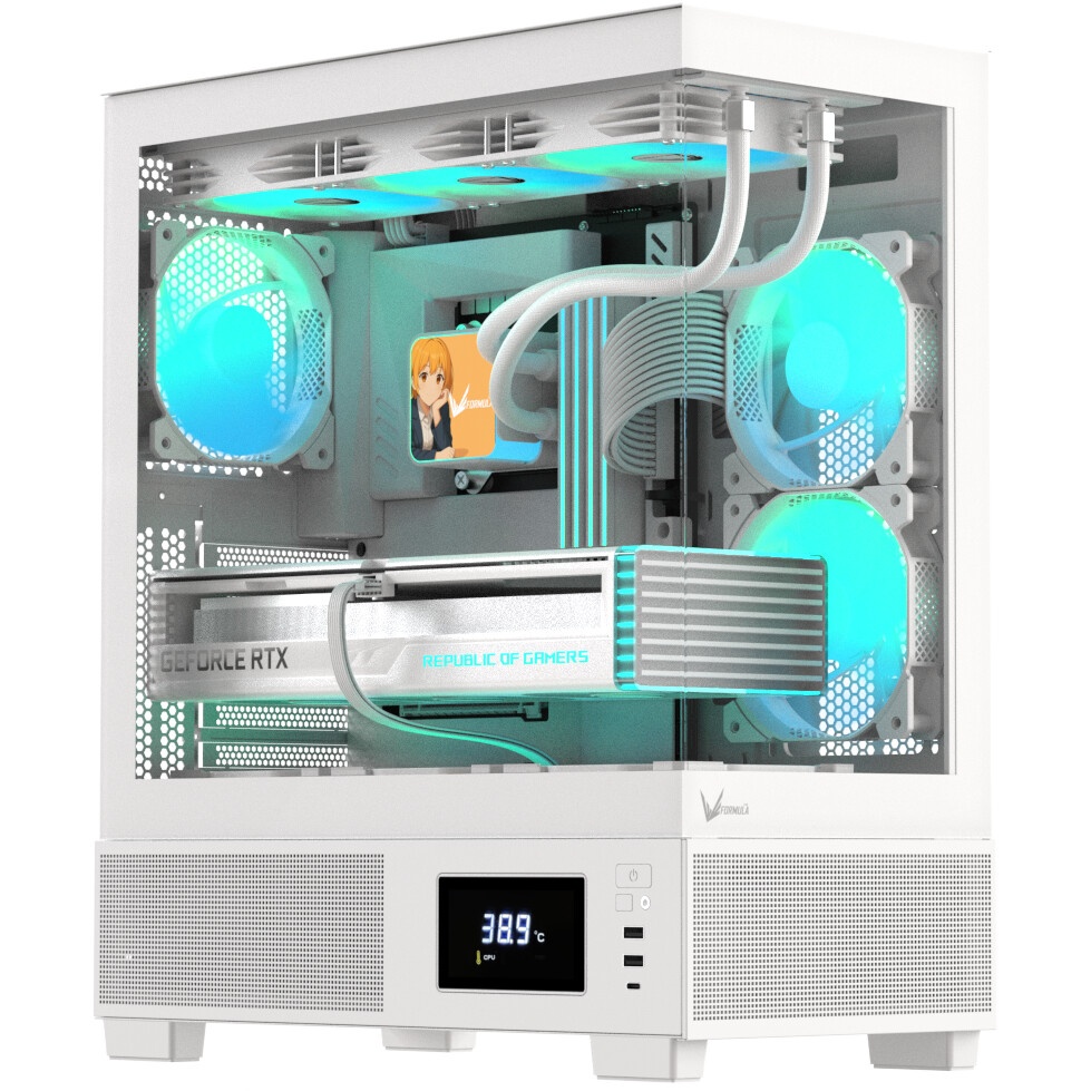 Компьютерный корпус AeroCool / Formula V Line Crystal E1 White, ATX, TYPE-C*1, USB3.0*2, Switch Disp