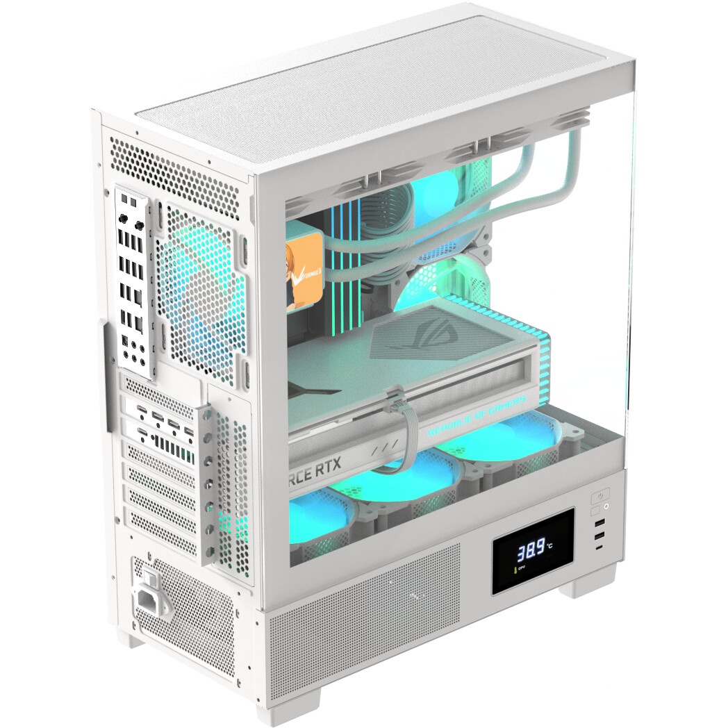 Компьютерный корпус AeroCool / Formula V Line Crystal E1 White, ATX, TYPE-C*1, USB3.0*2, Switch Disp