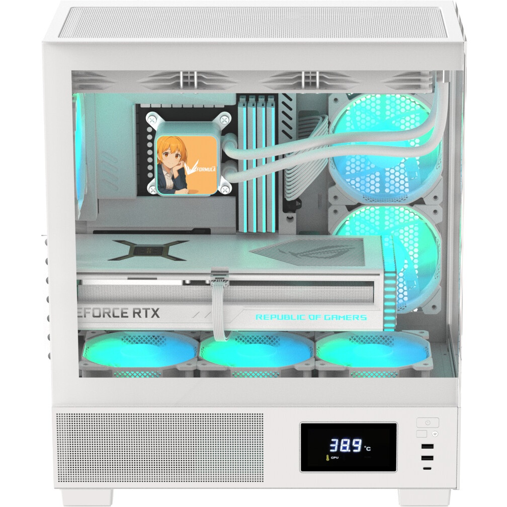 Компьютерный корпус AeroCool / Formula V Line Crystal E1 White, ATX, TYPE-C*1, USB3.0*2, Switch Disp