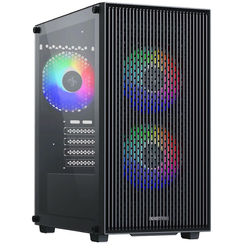 Компьютерный корпус XASTRA A400M 0F Black mATX/Mesh/Screwless TG+Mesh/ no fans/ A400M-0F