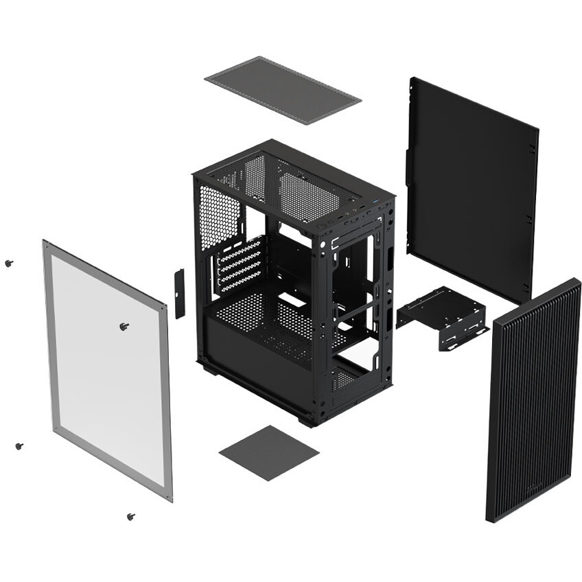 Компьютерный корпус XASTRA A400M 0F Black mATX/Mesh/Screwless TG+Mesh/ no fans/ A400M-0F