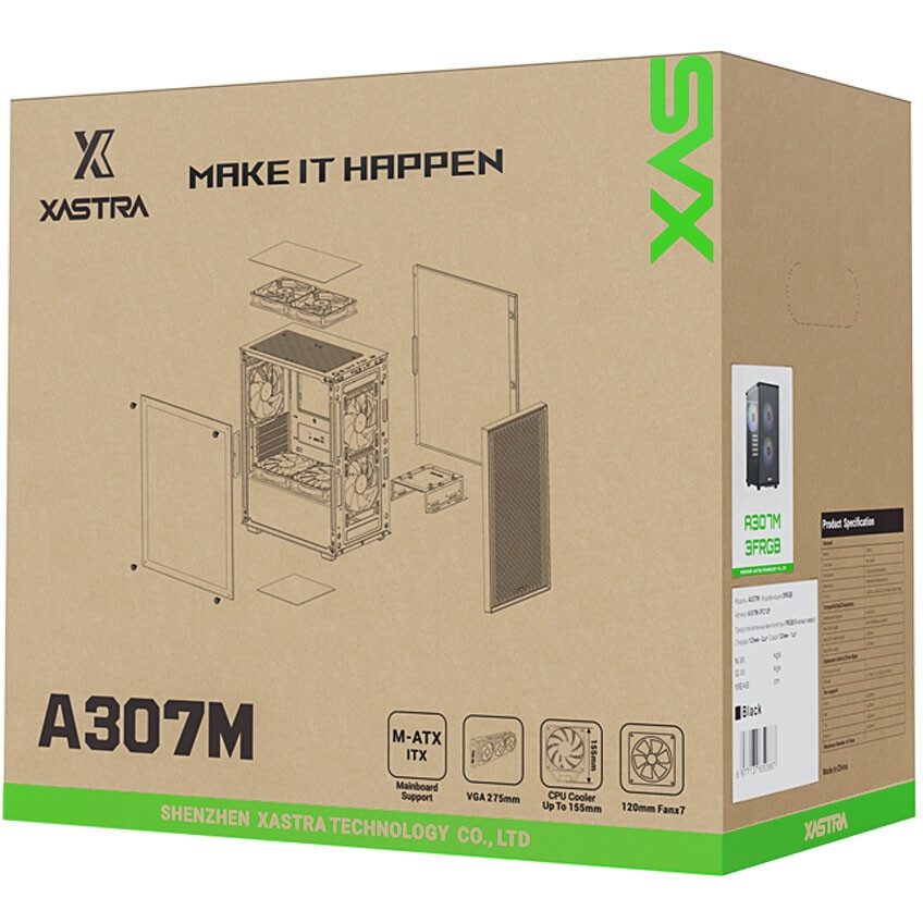 Компьютерный корпус XASTRA A400M 0F Black mATX/Mesh/Screwless TG+Mesh/ no fans/ A400M-0F