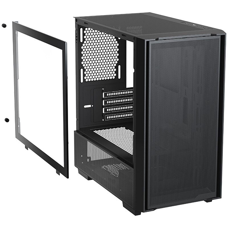 Компьютерный корпус XASTRA A400M 0F Black mATX/Mesh/Screwless TG+Mesh/ no fans/ A400M-0F
