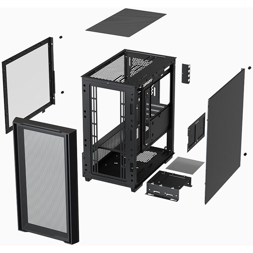 Компьютерный корпус XASTRA A400M 0F Black mATX/Mesh/Screwless TG+Mesh/ no fans/ A400M-0F