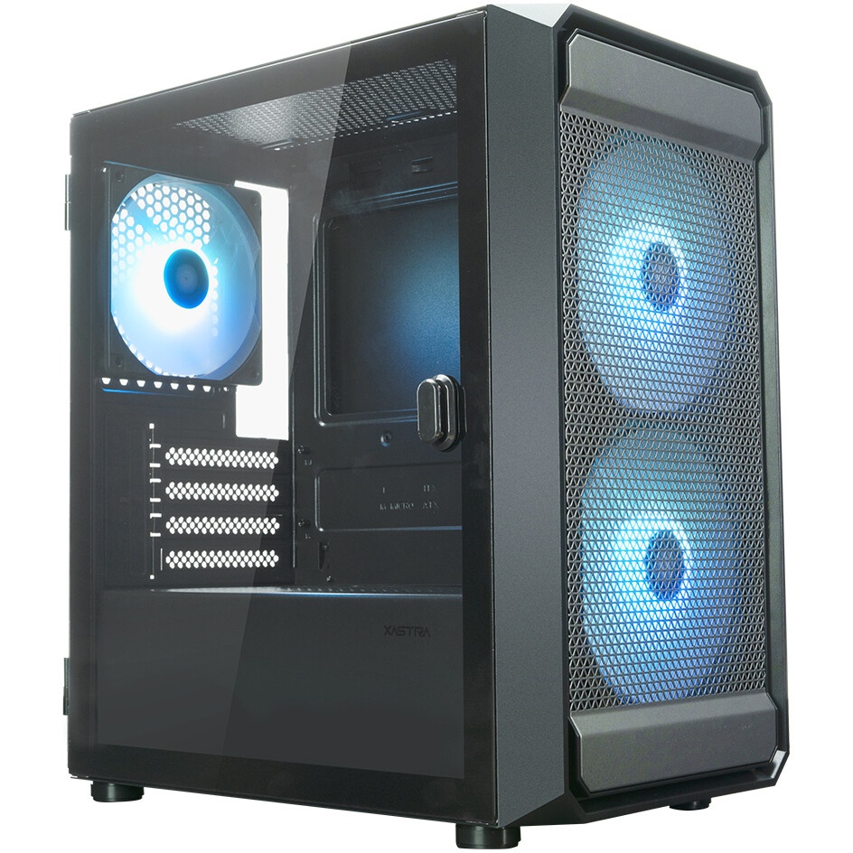 Компьютерный корпус XASTRA A400M 0F Black mATX/Mesh/Screwless TG+Mesh/ no fans/ A400M-0F