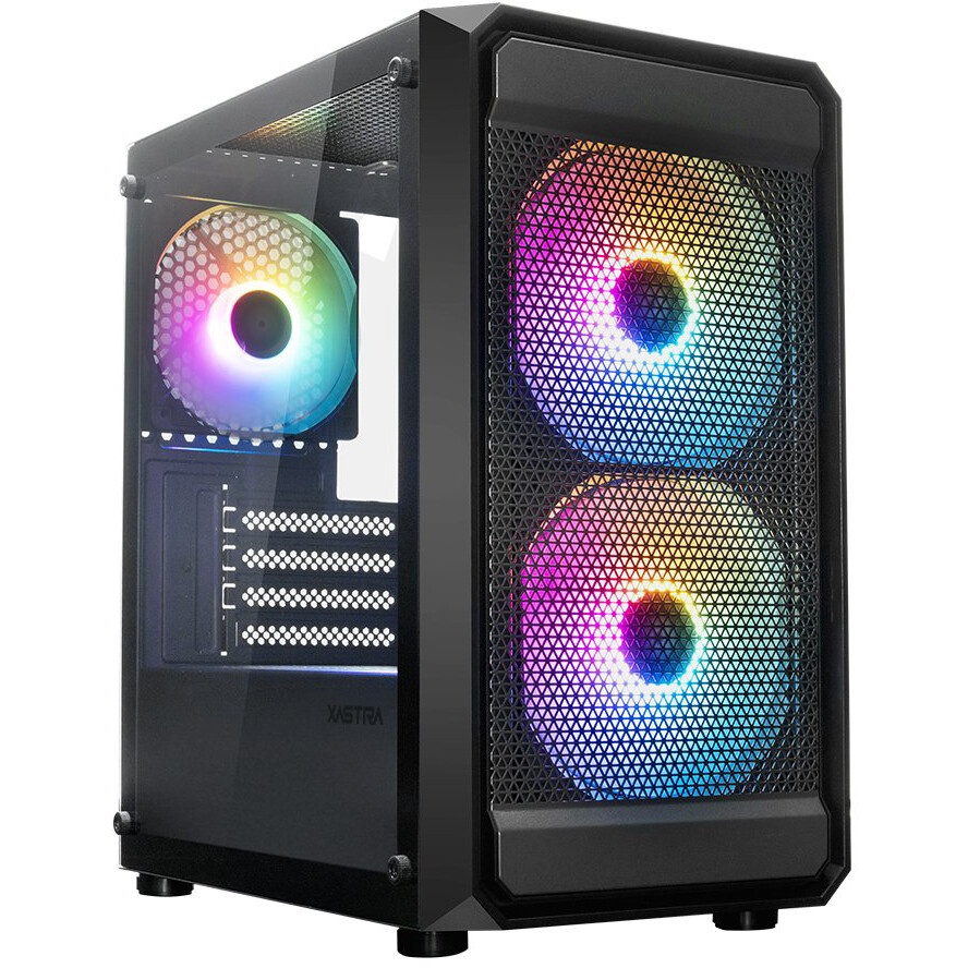 Компьютерный корпус XASTRA A400M 0F Black mATX/Mesh/Screwless TG+Mesh/ no fans/ A400M-0F