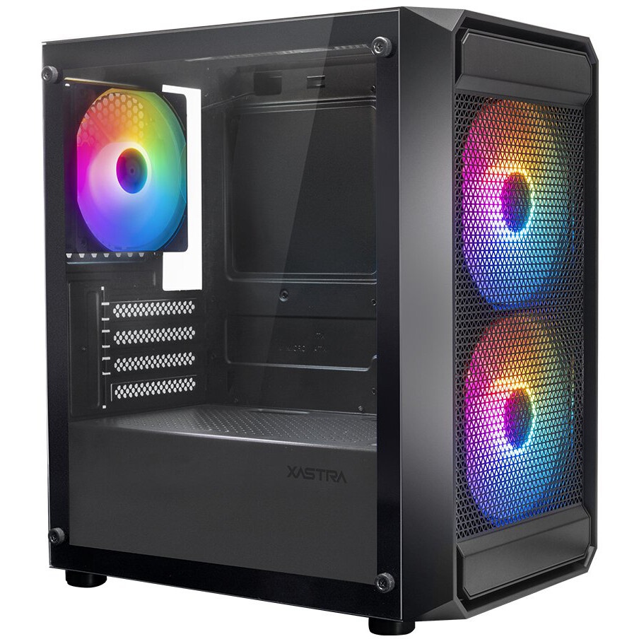 Компьютерный корпус XASTRA A400M 0F Black mATX/Mesh/Screwless TG+Mesh/ no fans/ A400M-0F