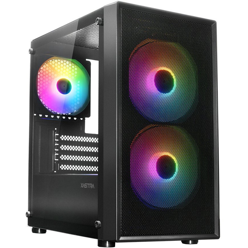 Компьютерный корпус XASTRA A400M 0F Black mATX/Mesh/Screwless TG+Mesh/ no fans/ A400M-0F