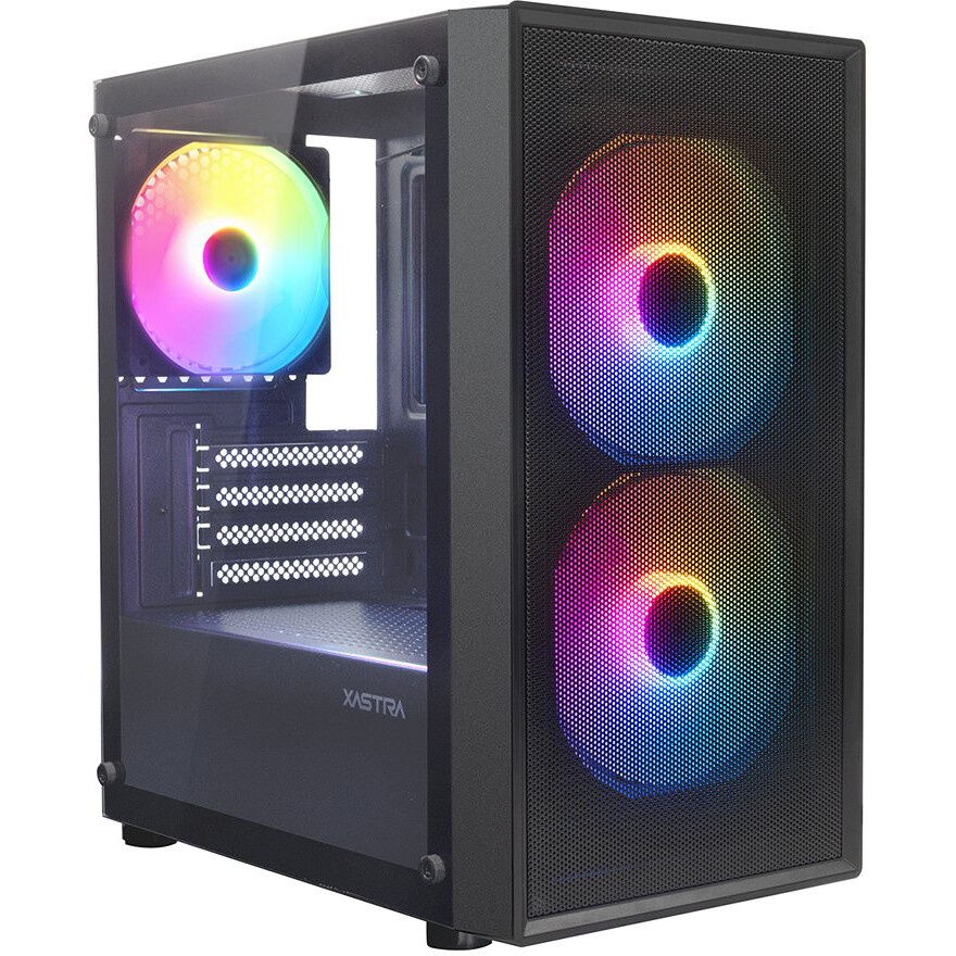 Компьютерный корпус XASTRA A400M 0F Black mATX/Mesh/Screwless TG+Mesh/ no fans/ A400M-0F
