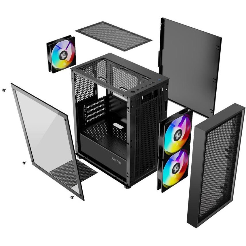 Компьютерный корпус XASTRA A400M 0F Black mATX/Mesh/Screwless TG+Mesh/ no fans/ A400M-0F