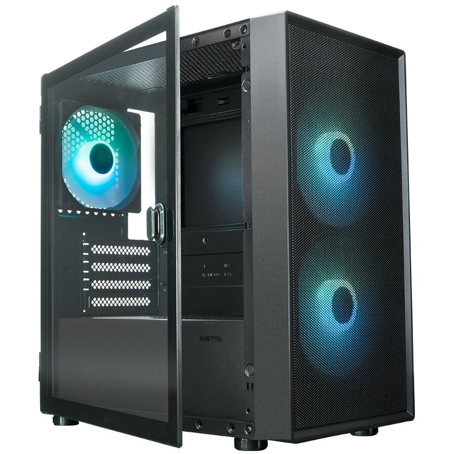 Компьютерный корпус XASTRA A400M 0F Black mATX/Mesh/Screwless TG+Mesh/ no fans/ A400M-0F