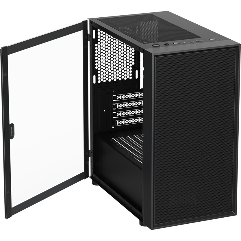 Компьютерный корпус XASTRA A400M 0F Black mATX/Mesh/Screwless TG+Mesh/ no fans/ A400M-0F