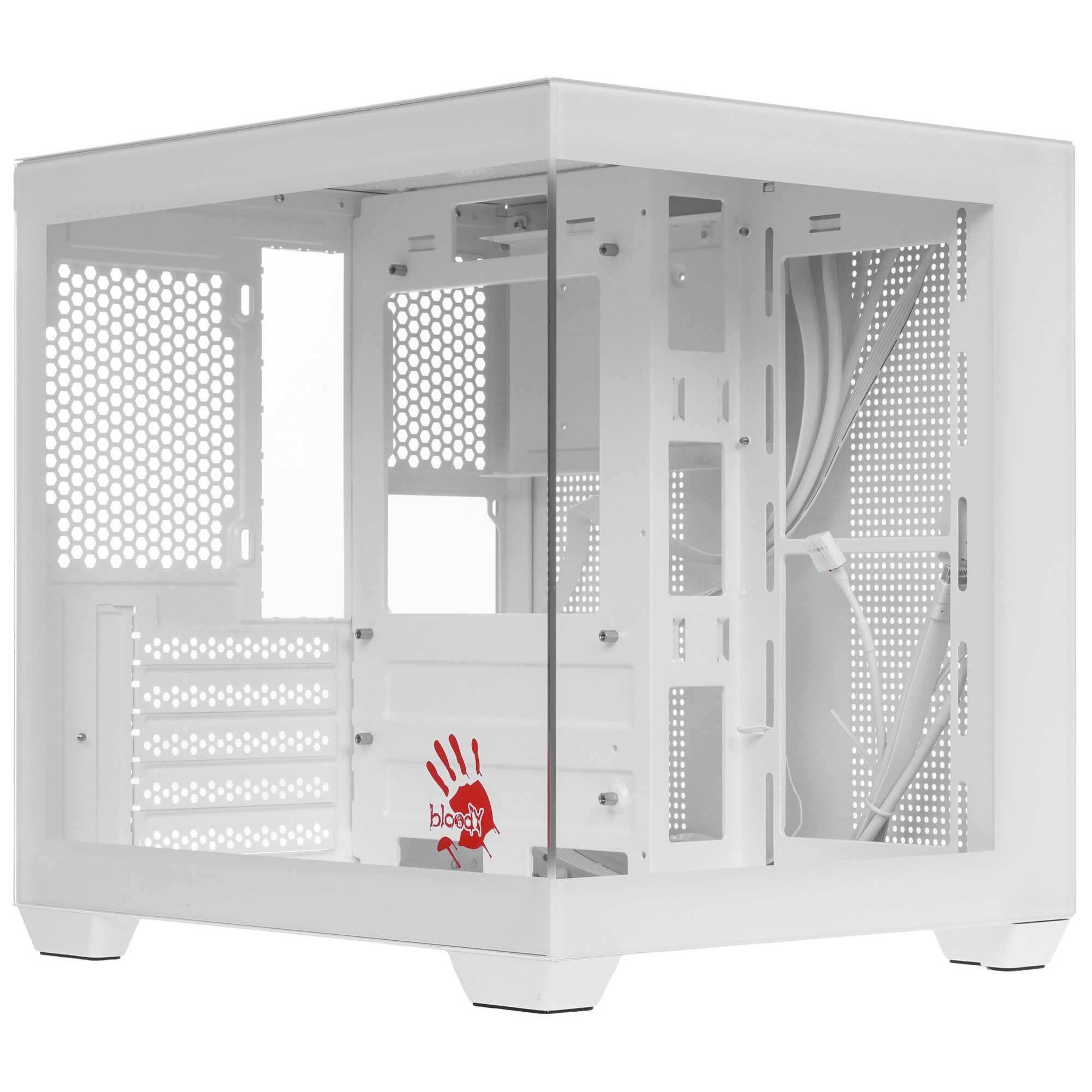 Компьютерный корпус Bloody CC-121 белый без БП mATX 7x120mm 1xUSB2.0 1xUSB3.0 audio