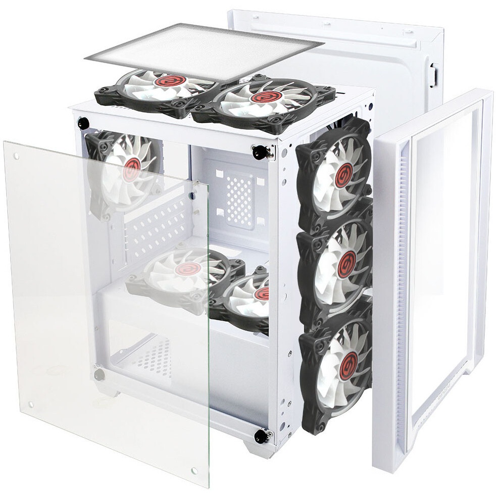 Корпус Ginzzu CL640 mATX FAN 4*12FRGB  передняя панель Сетка Белый