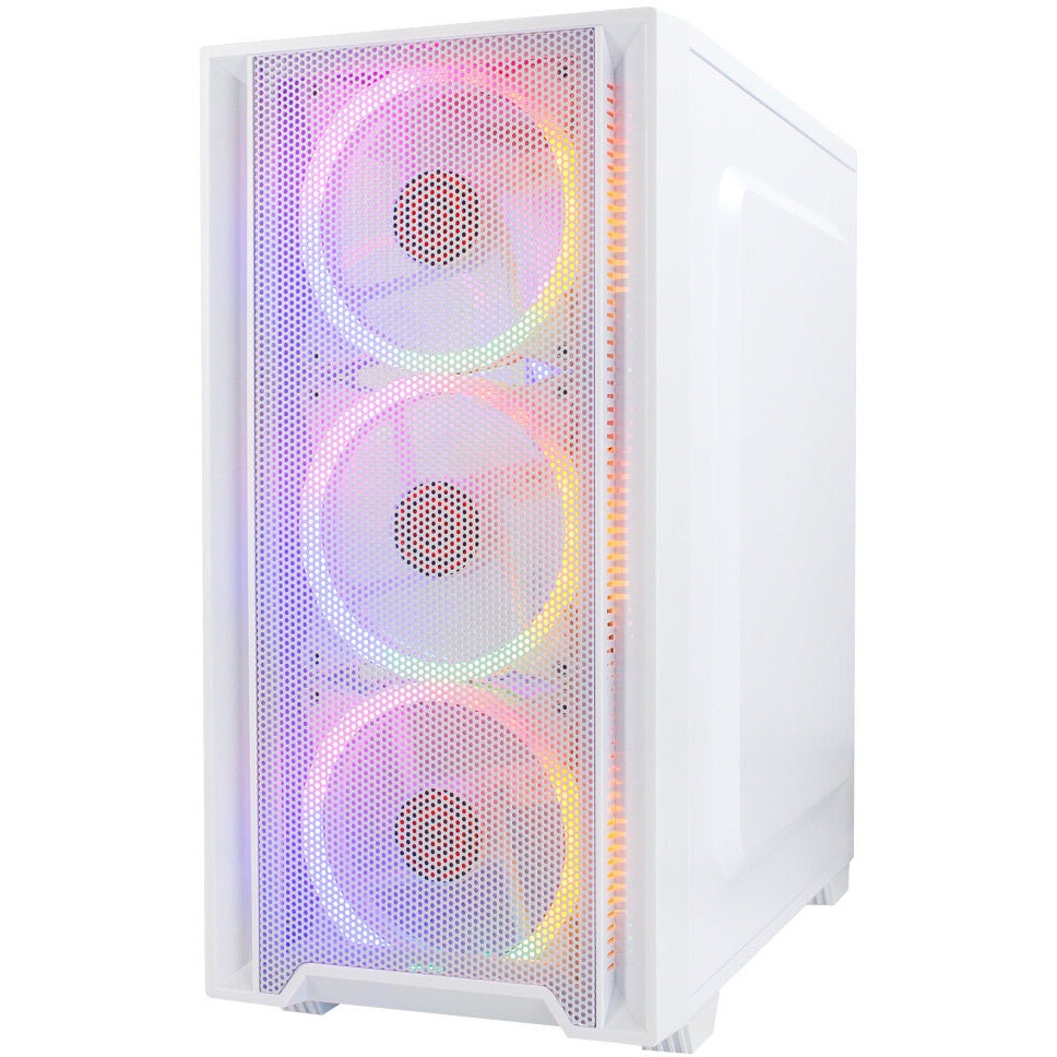 Корпус Ginzzu CL640 mATX FAN 4*12FRGB  передняя панель Сетка Белый