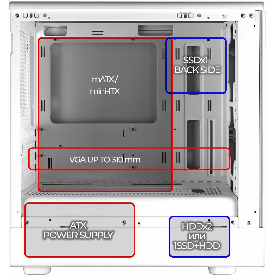 Корпус Ginzzu CL660 mATX FAN 4*12FRGB  передняя панель Решетка Белый