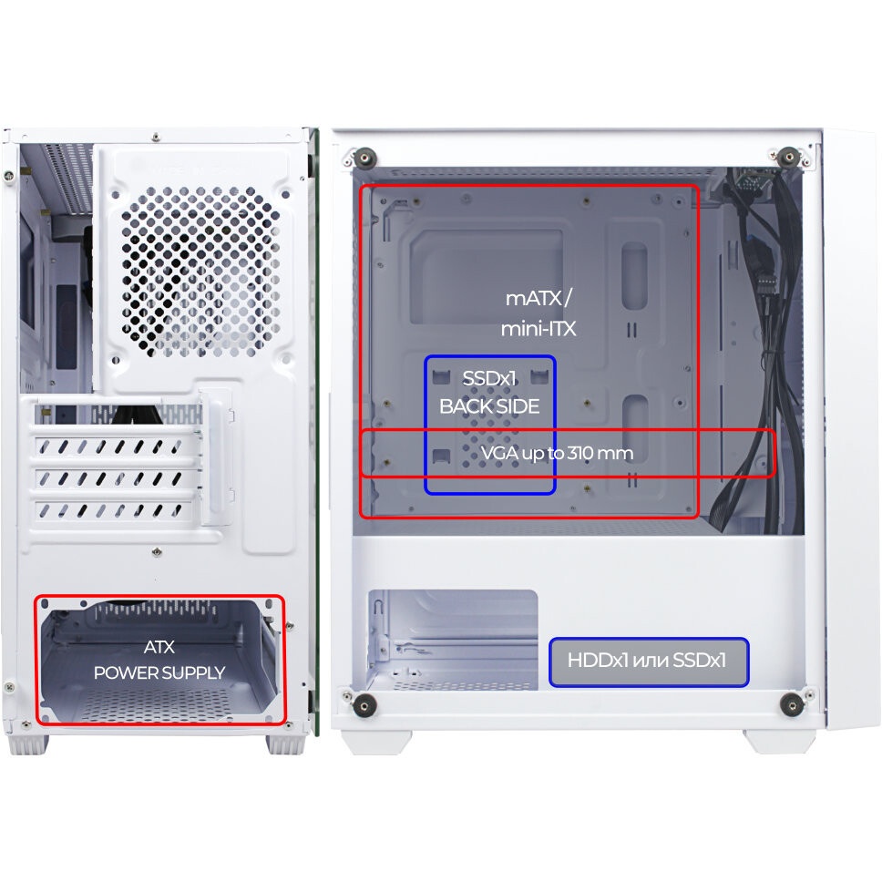 Корпус Ginzzu CL660 mATX FAN 4*12FRGB  передняя панель Решетка Белый