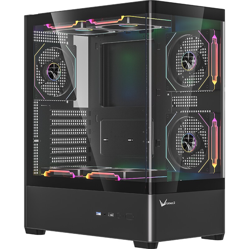 Корпус Formula Crystal U1 Floe черный без БП ATX 9x120mm 1xUSB3.0 1xUSB3.1 audio bott PSU