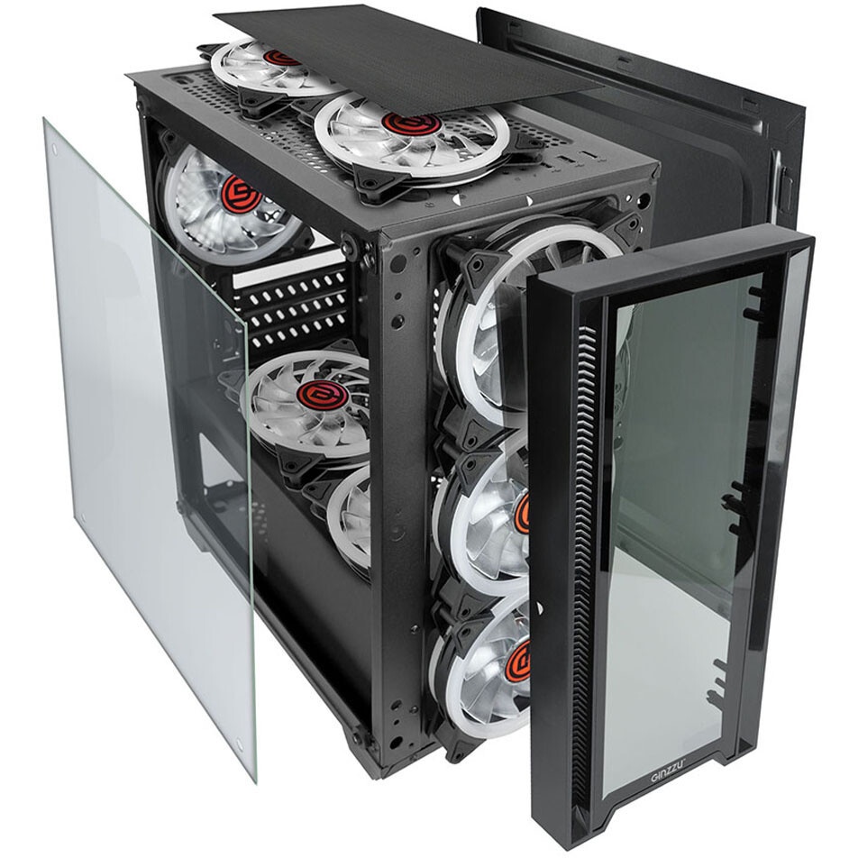 Корпус Ginzzu CL650 mATX FAN 4*12FRGB  передняя панель Решетка
