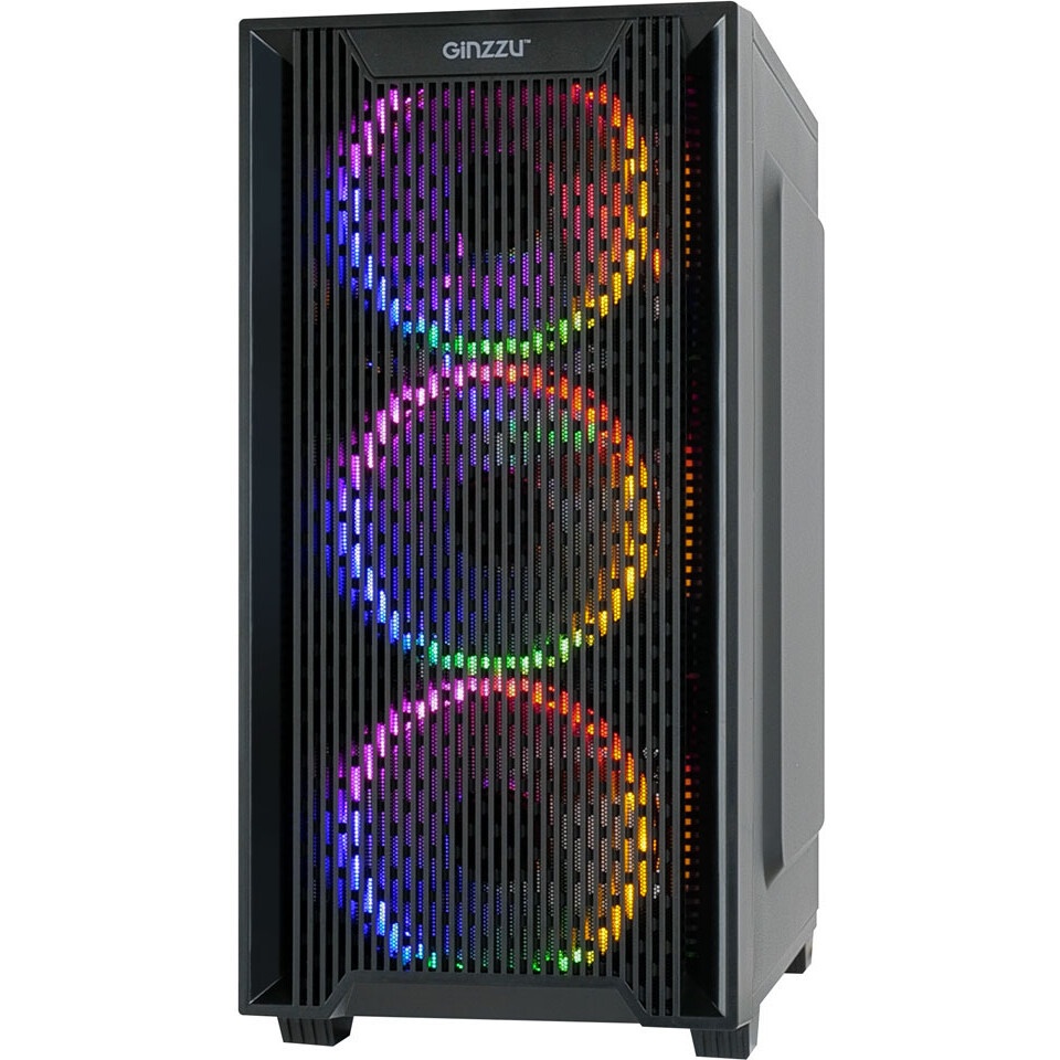 Корпус Ginzzu CL650 mATX FAN 4*12FRGB  передняя панель Решетка