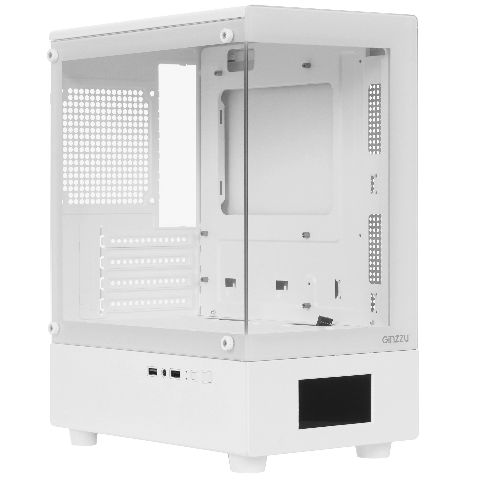 Корпус Ginzzu RX450D mATX жк. дисплей (Белый)