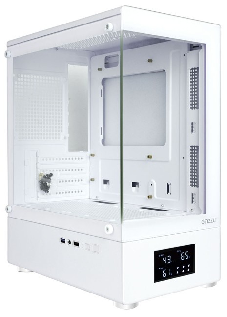 Корпус Ginzzu RX450D mATX жк. дисплей (Белый)