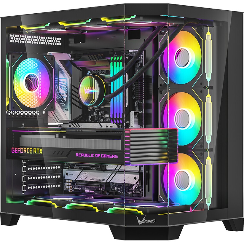 Компьютерный корпус Formula V Line Crystal Z6 Black, ATX, Left & Front & Bevel side Tempered Glass,