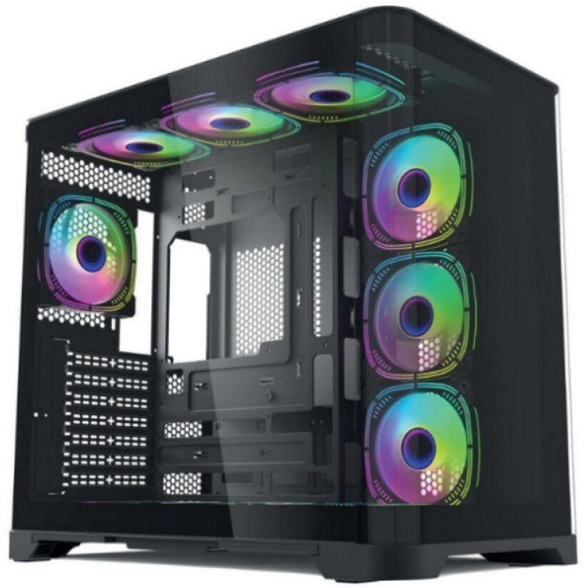 Корпус для ПК Forza FZ-G42A Seaview TG ATX Case, black, w/o psu, Tempered glass front panel, 1x3,5",