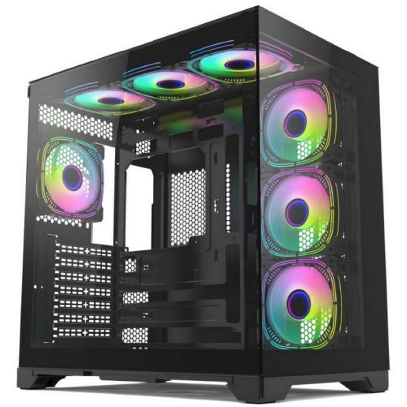 Корпус для ПК Forza Forza FZ-G42B Seaview TG ATX Case, black, w/o psu, Curved Tempered glass front p