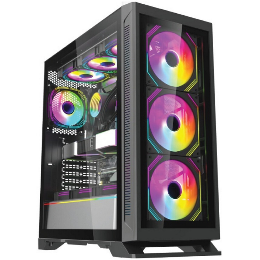 Корпус для ПК Forza FZ-G901 EATX Case, black, w/o psu,Tempered glass front panel, 2x3,5", 2x2,5",USB