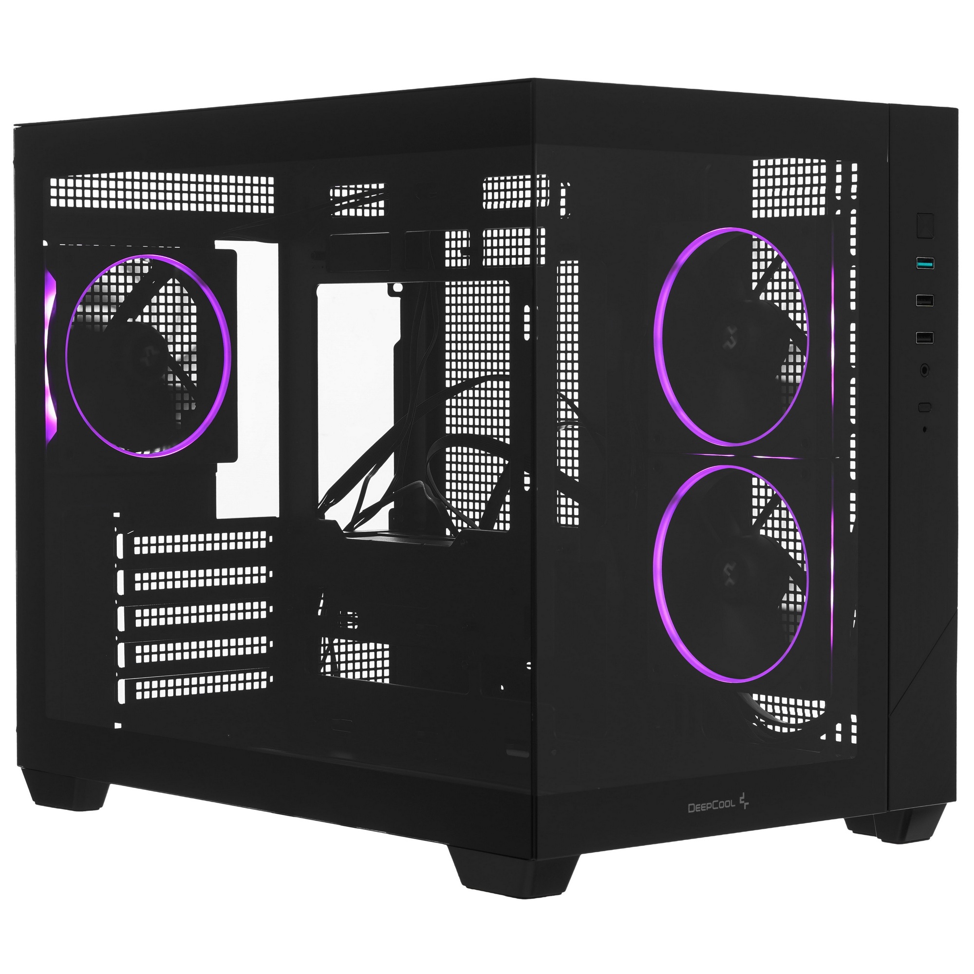 Компьютерный корпус Deepcool CG330 3F без БП, боковое окно (панорама), 3x120mm ARGB PWM вентилятора,