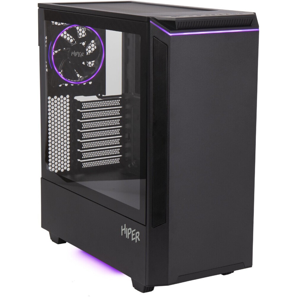 Компьютерный корпус Hiper PB81 черный без БП ATX 3x120mm 2xUSB2.0 2xUSB3.0 audio bott PSU