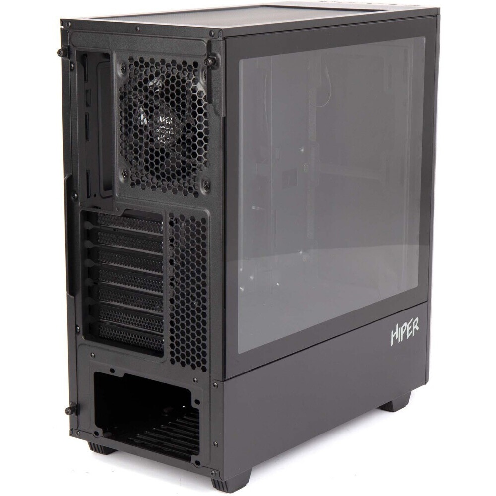 Компьютерный корпус Hiper PB81 черный без БП ATX 3x120mm 2xUSB2.0 2xUSB3.0 audio bott PSU