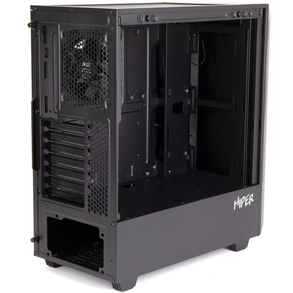 Компьютерный корпус Hiper PB81 черный без БП ATX 3x120mm 2xUSB2.0 2xUSB3.0 audio bott PSU