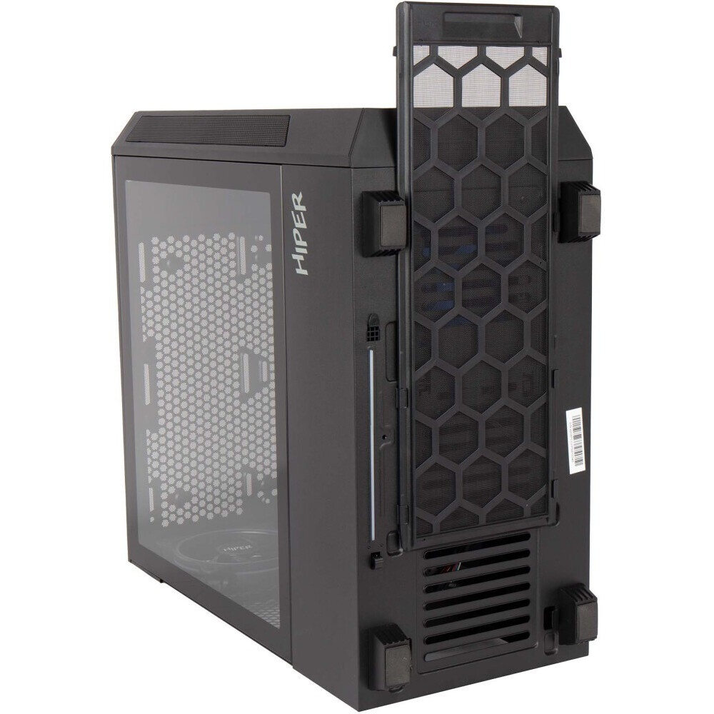 Компьютерный корпус Hiper PB81 черный без БП ATX 3x120mm 2xUSB2.0 2xUSB3.0 audio bott PSU