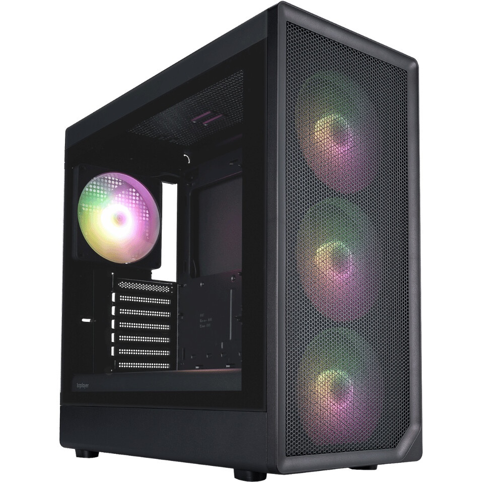 Компьютерный корпус Hiper PB81 черный без БП ATX 3x120mm 2xUSB2.0 2xUSB3.0 audio bott PSU