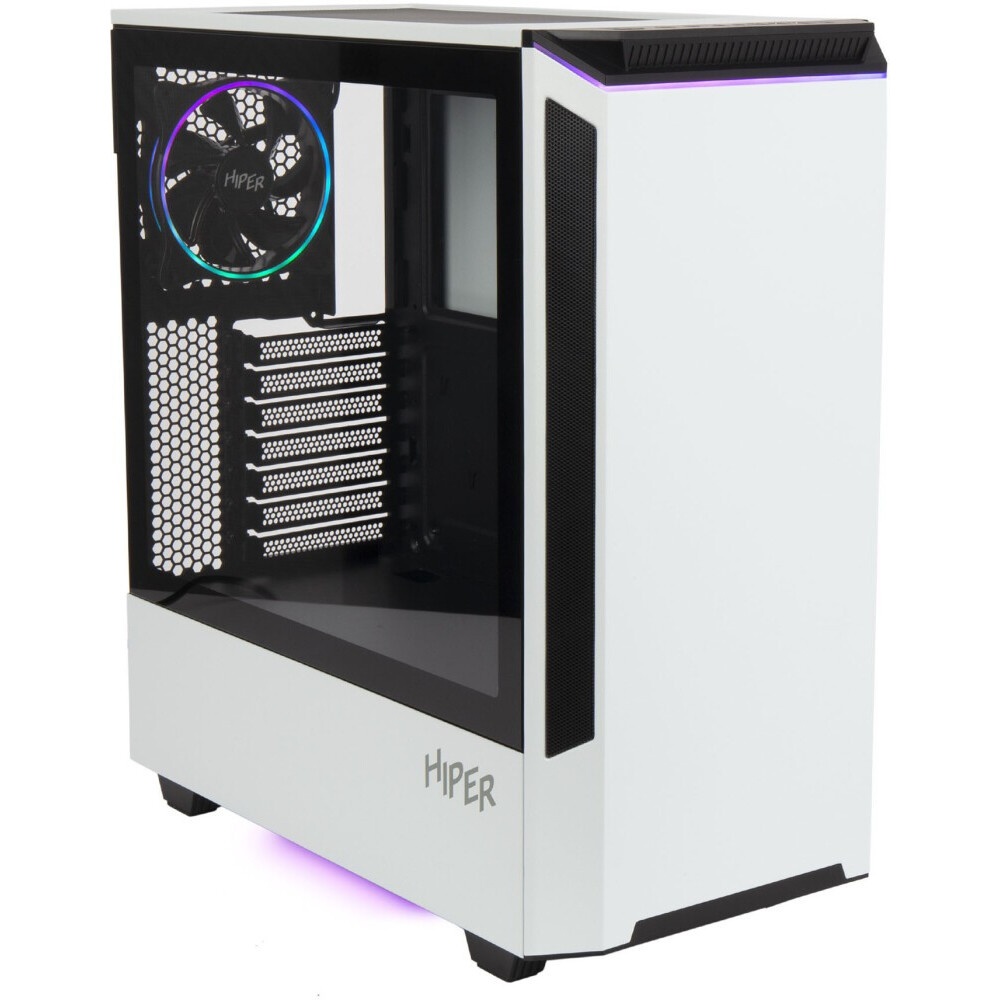 Компьютерный корпус Hiper PW81 белый без БП ATX 3x120mm 2xUSB2.0 2xUSB3.0 audio bott PSU