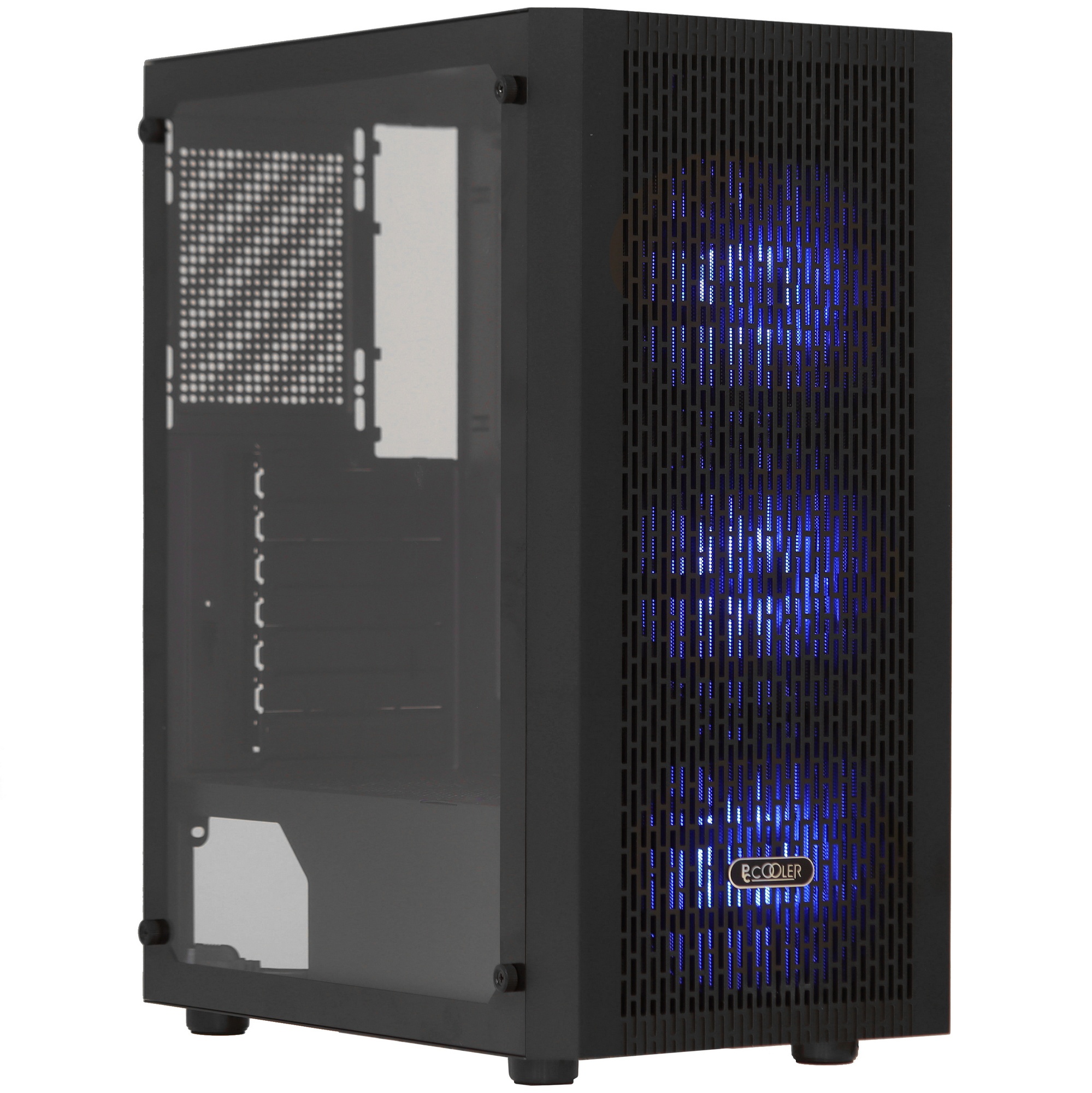 Корпус без блока питания PCCOOLER MA100 MESH BK, Mesh Mid Tower, Black, TG, 0.4 SPCC, 3x120mm ARGB A