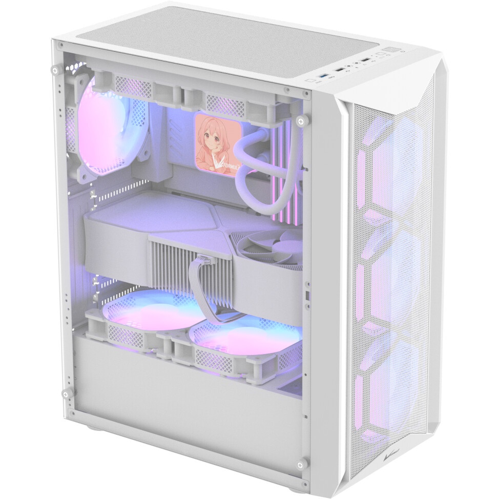 Компьютерный корпус Formula V Line Air Power G9 DUO PA White, ATX, TYPE-C*1, USB3.0*2, MESH/GLASS FR